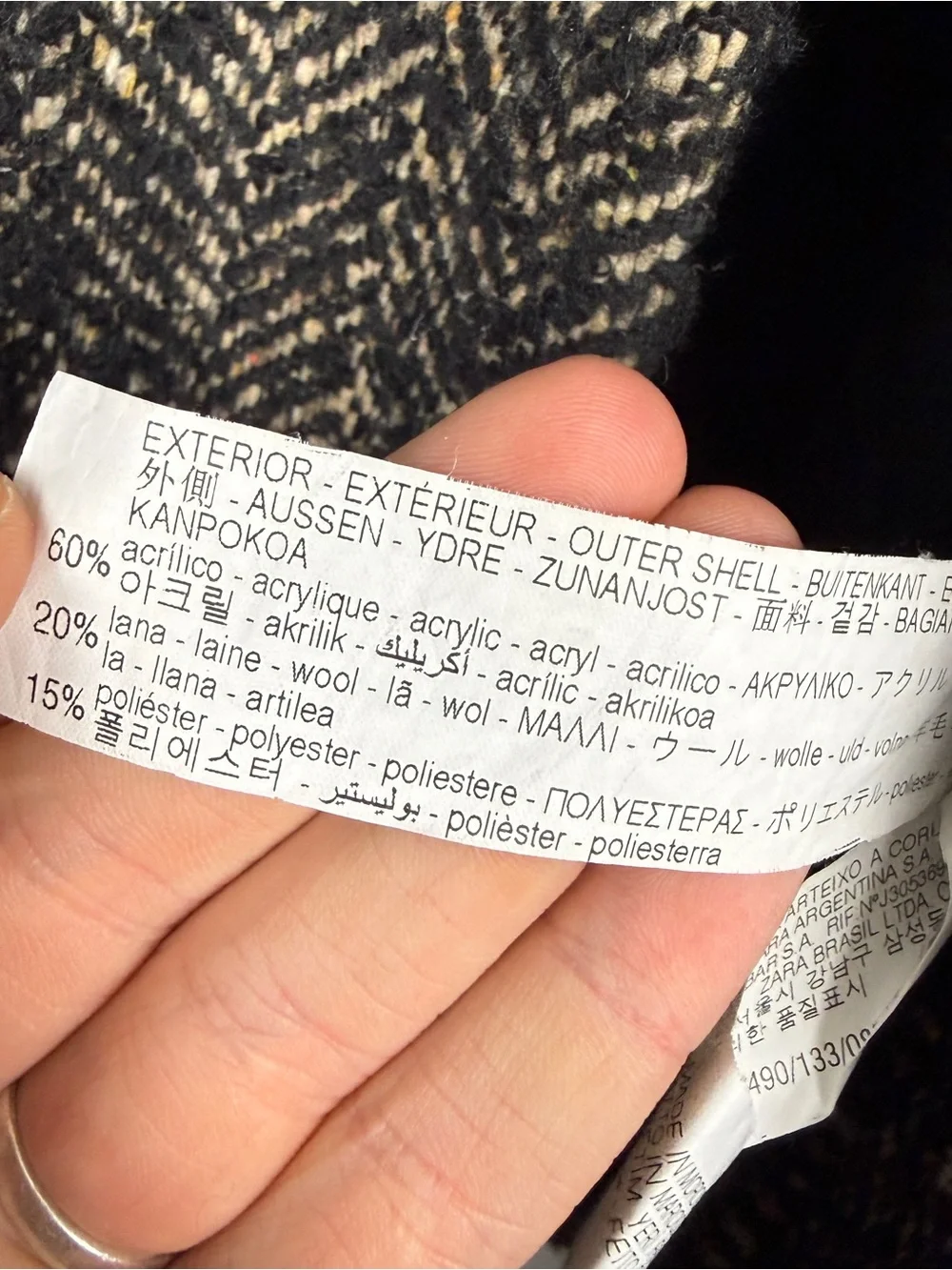Zara Tweed Textured Button Wool Blend Coat